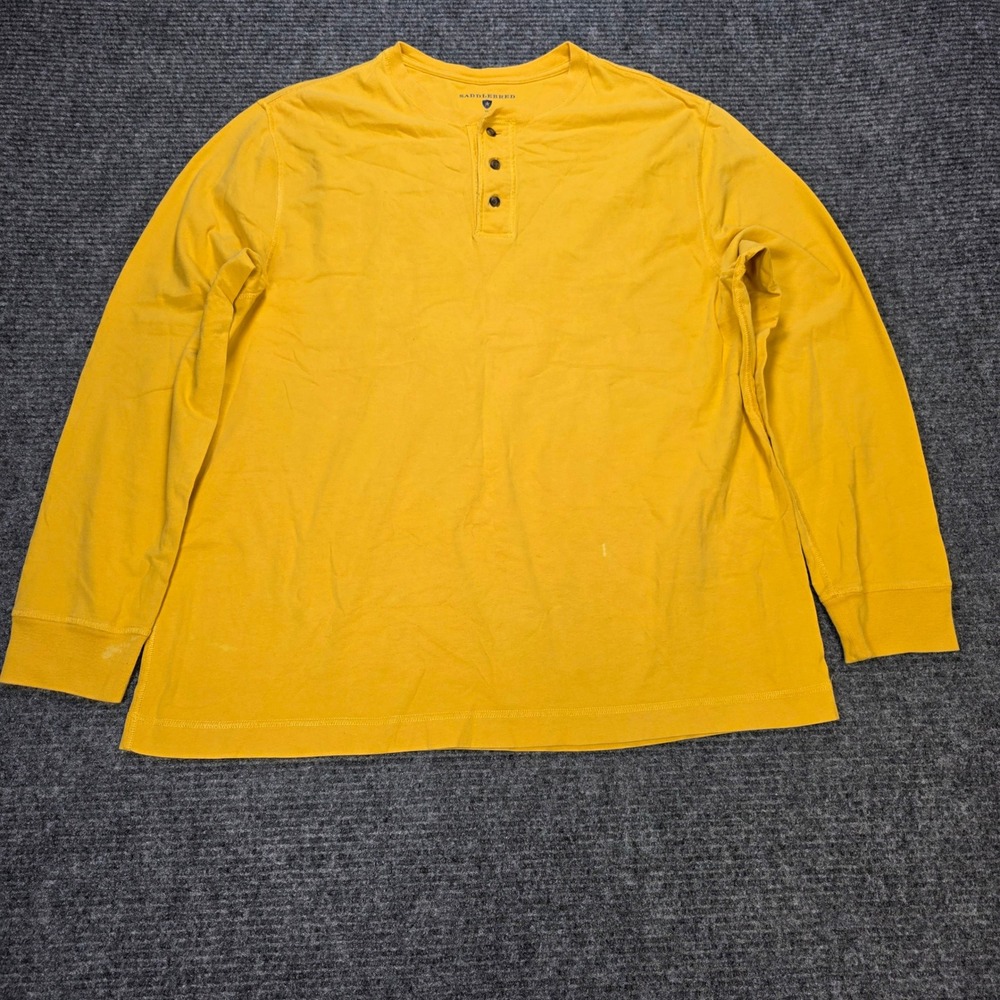 Saddlebred‎ Henley Shirt Men's Size XL Yellow Long Sleeve Cotton Solid Casual